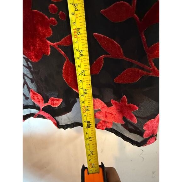 Hutch Red Black Velvet Floral Wrap Maxi Dress Womens XL Boho Maximalist Formal - Picture 13 of 15